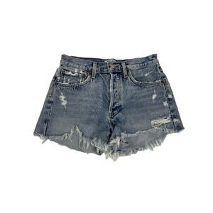 AGOLDE 26 Women Dee High Rise Distressed Cut Off Denim Shorts Button Fly MA1
